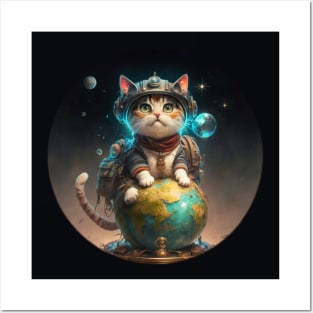 Traveller explorator cat Posters and Art